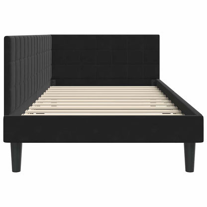Hoekbedframe met hoofdeinde Zwart 90 cm x 200 cm Fluweel