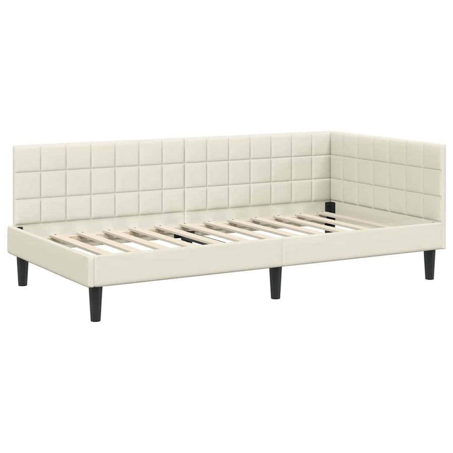 Hoekbedframe met hoofdeinde Crème 90 cm x 200 cm Fluweel