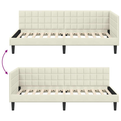 Hoekbedframe met hoofdeinde Crème 90 cm x 200 cm Fluweel