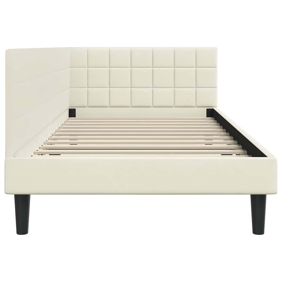 Hoekbedframe met hoofdeinde Crème 90 cm x 200 cm Fluweel