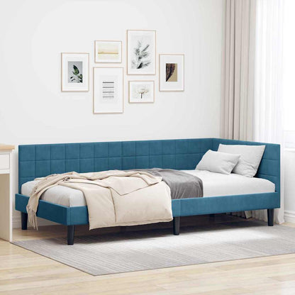 Hoekbedframe met hoofdeinde Blauw 100 cm x 200 cm Fluweel