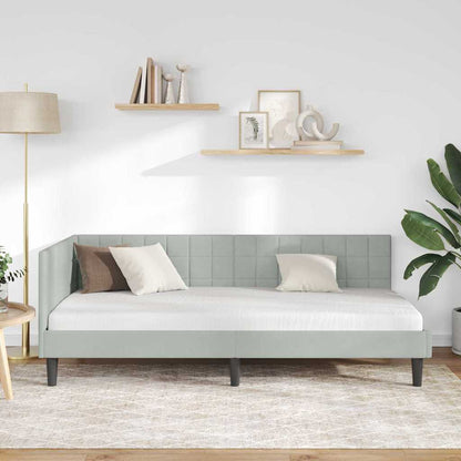 Hoekbedframe met hoofdeinde Lichtgrijs 100 cm x 200 cm Fluweel