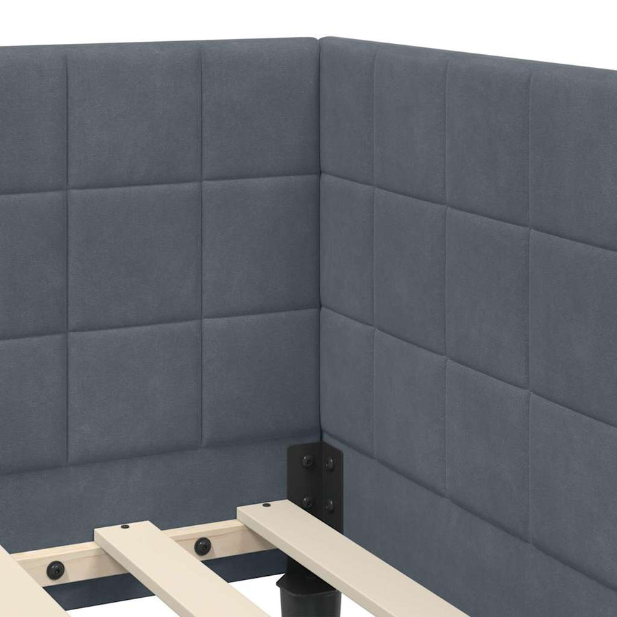 Hoekbedframe met hoofdeinde Donkergrijs 100 cm x 200 cm Fluweel
