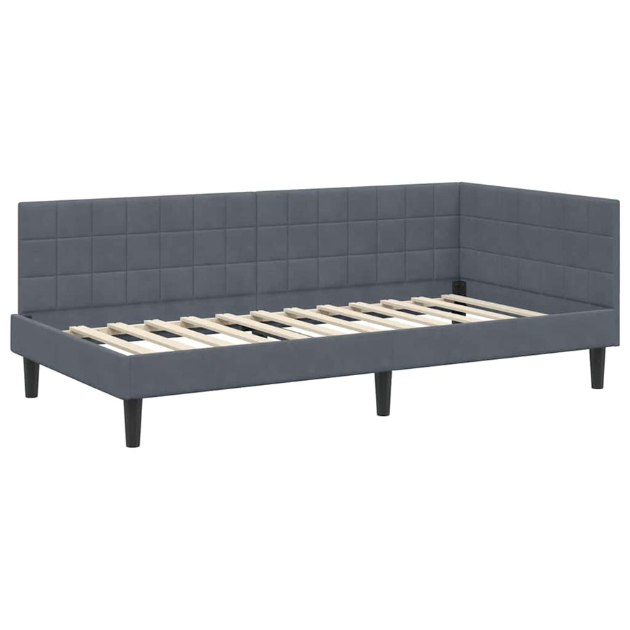 Hoekbedframe met hoofdeinde Donkergrijs 100 cm x 200 cm Fluweel