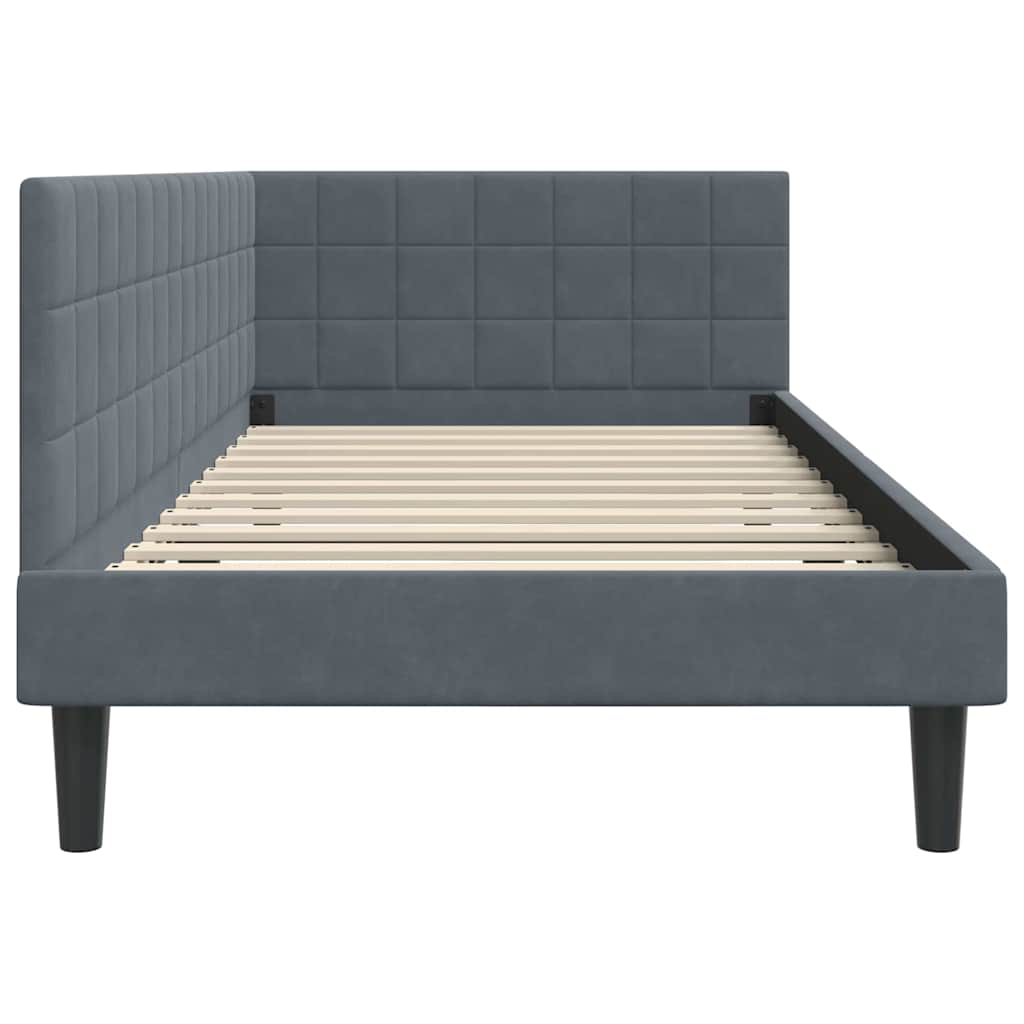 Hoekbedframe met hoofdeinde Donkergrijs 100 cm x 200 cm Fluweel