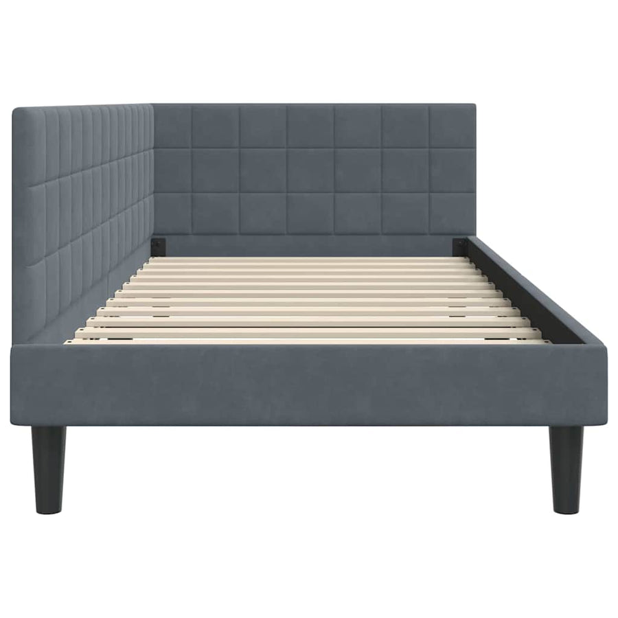Hoekbedframe met hoofdeinde Donkergrijs 100 cm x 200 cm Fluweel