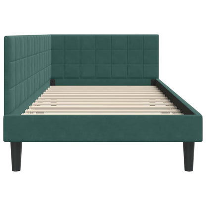 Hoekbedframe met hoofdeinde Donkergroen 100 cm x 200 cm Fluweel