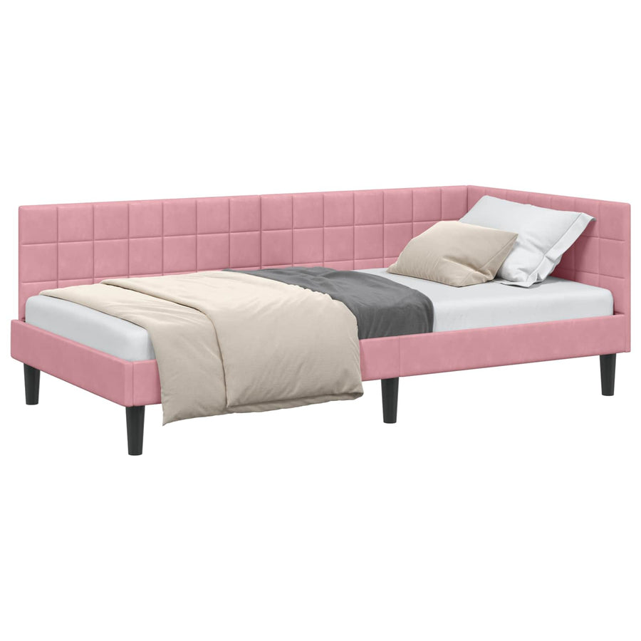 Hoekbedframe met hoofdeinde Roze 100 cm x 200 cm Fluweel