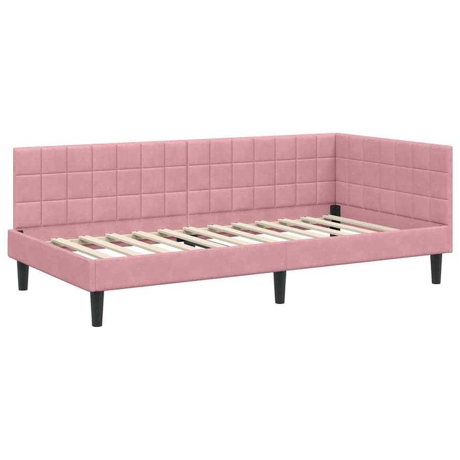 Hoekbedframe met hoofdeinde Roze 100 cm x 200 cm Fluweel