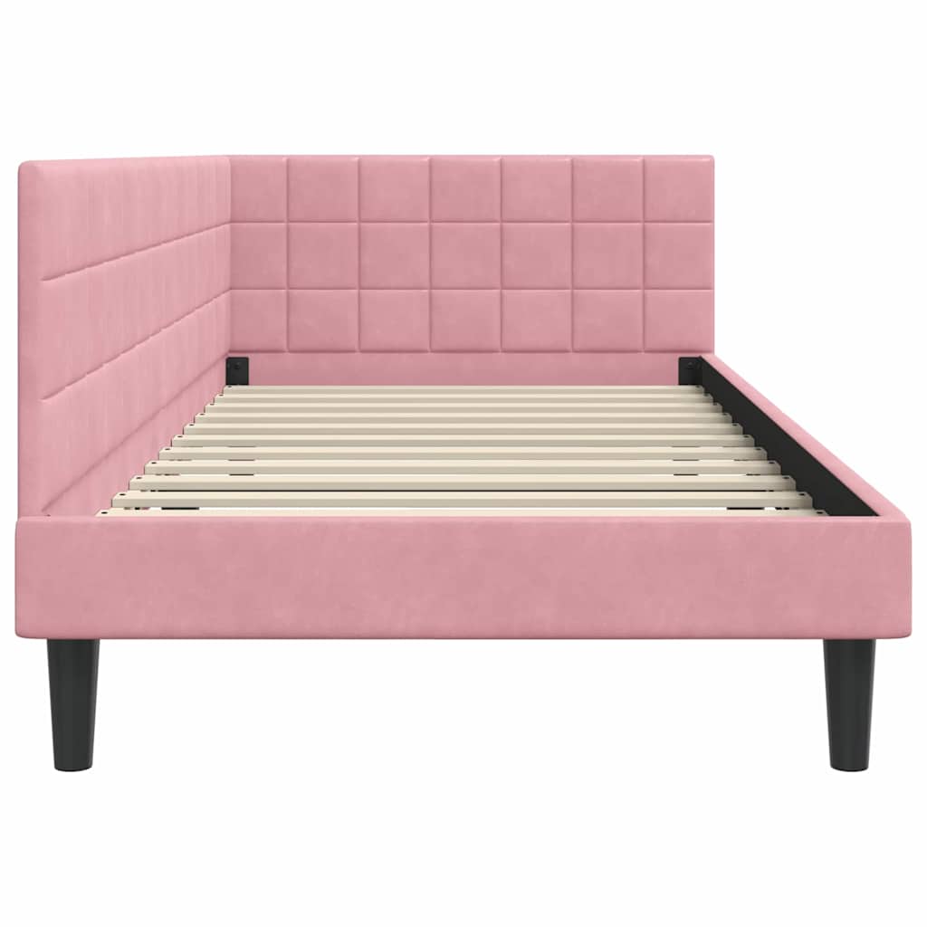 Hoekbedframe met hoofdeinde Roze 100 cm x 200 cm Fluweel