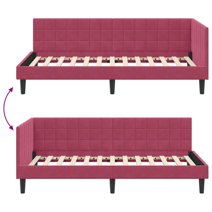 Hoekbedframe met hoofdeinde Wijnrood 100 cm x 200 cm Fluweel