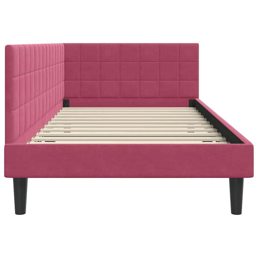 Hoekbedframe met hoofdeinde Wijnrood 100 cm x 200 cm Fluweel