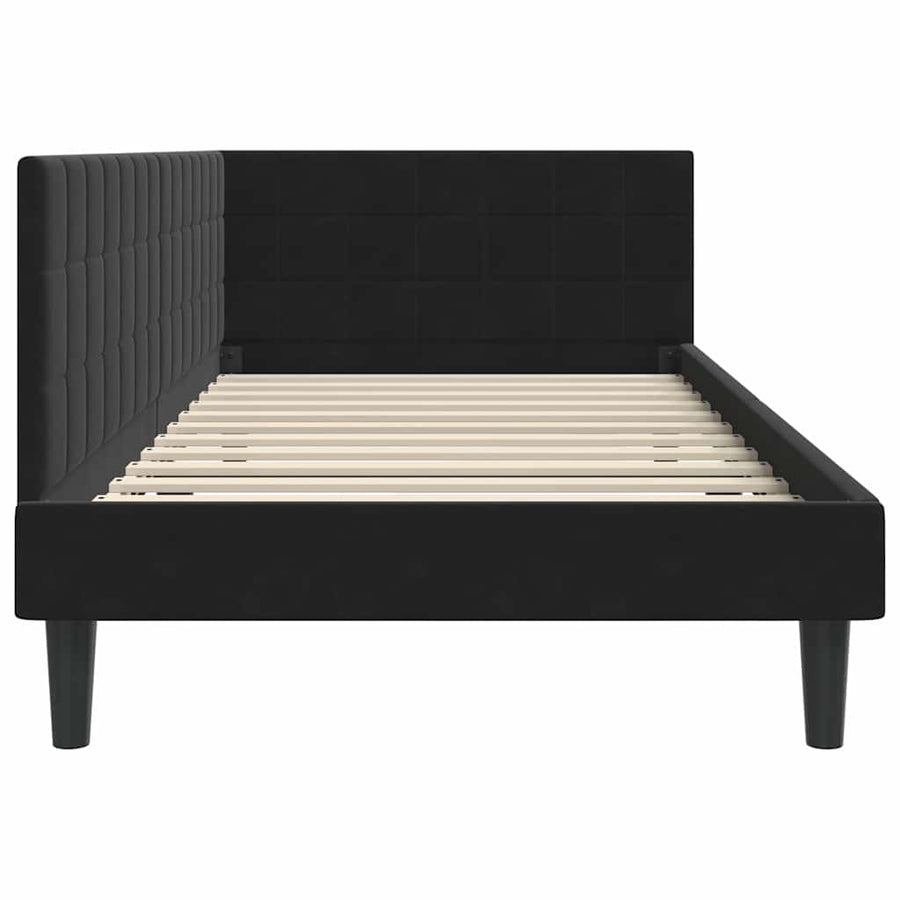 Hoekbedframe met hoofdeinde Zwart 100 cm x 200 cm Fluweel