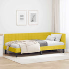 Corner Bed Frame with Headboard Yellow 100 cm x 200 cm Velvet