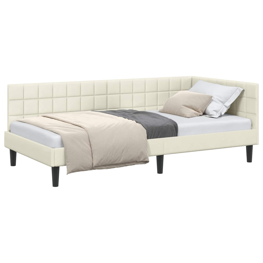 Hoekbedframe met hoofdeinde Crème 100 cm x 200 cm Fluweel