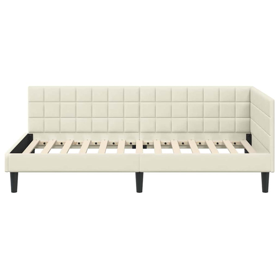 Hoekbedframe met hoofdeinde Crème 100 cm x 200 cm Fluweel