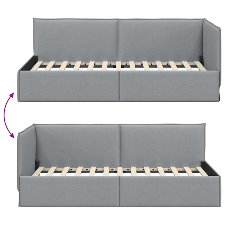 Hoekbedframe met hoofdeinde Lichtgrijs 80 x 200 cm Stof