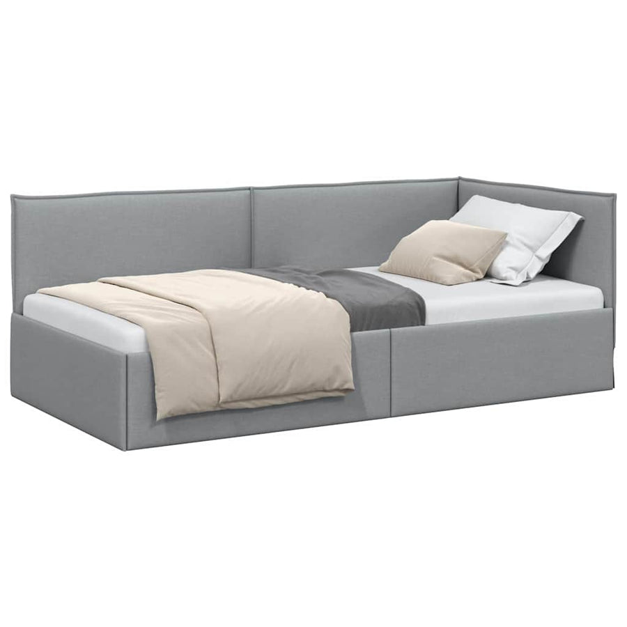 Hoekbedframe met hoofdeinde Lichtgrijs 80 x 200 cm Stof