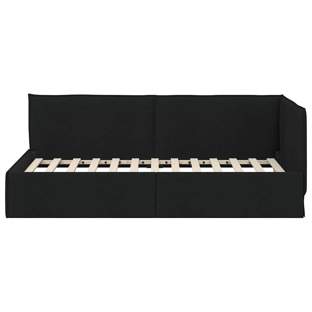 Hoekbedframe met hoofdeinde Zwart 80 x 200 cm Stof