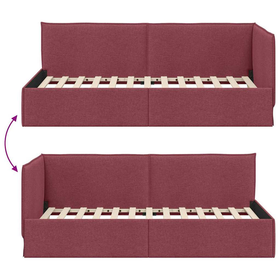 Hoekbedframe met hoofdeinde Wijnrood 80 x 200 cm Fluweel