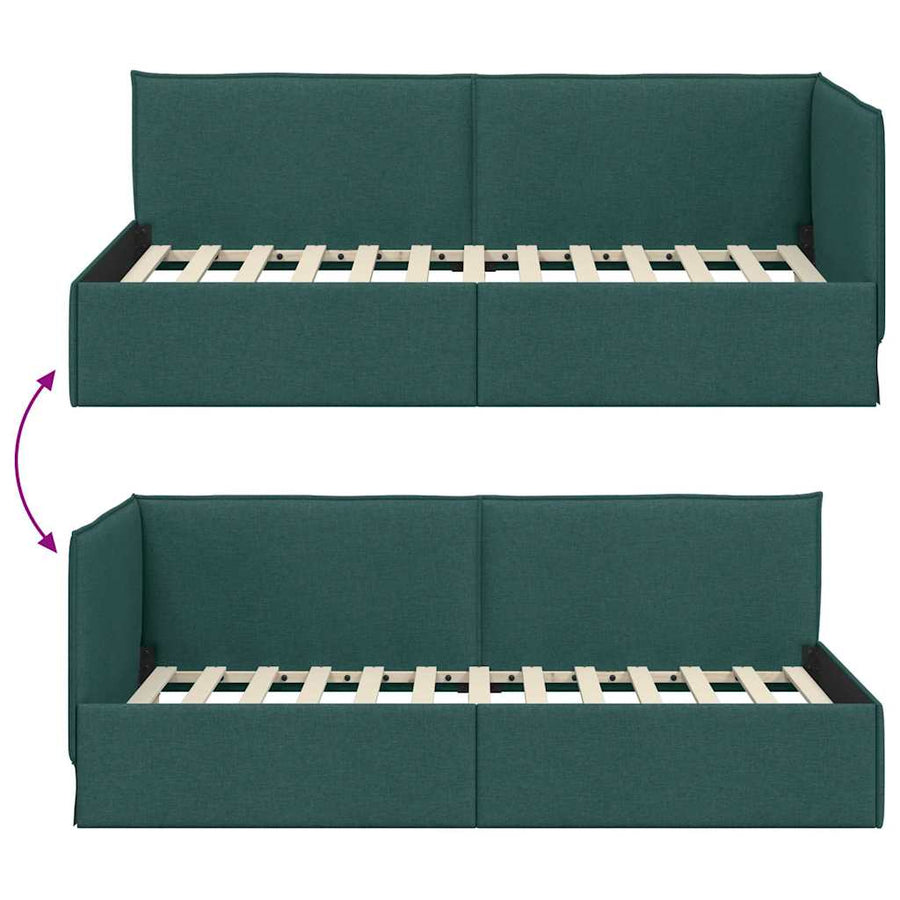 Hoekbedframe met hoofdeinde Donkergroen 80 x 200 cm Fluweel