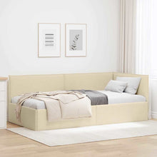 Hoekbedframe met hoofdeinde Crème 80 x 200 cm Fluweel