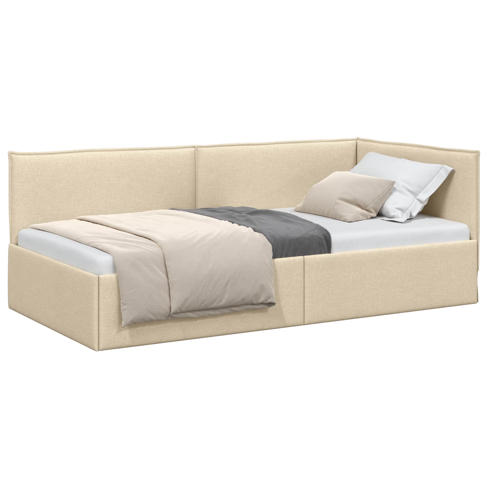 Hoekbedframe met hoofdeinde Crème 80 x 200 cm Fluweel