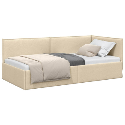 Hoekbedframe met hoofdeinde Crème 80 x 200 cm Fluweel