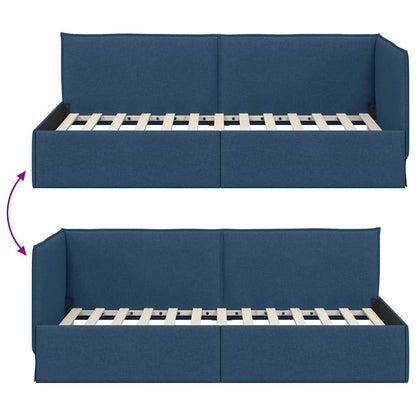 Hoekbedframe met hoofdeinde Blauw 80 x 200 cm Fluweel