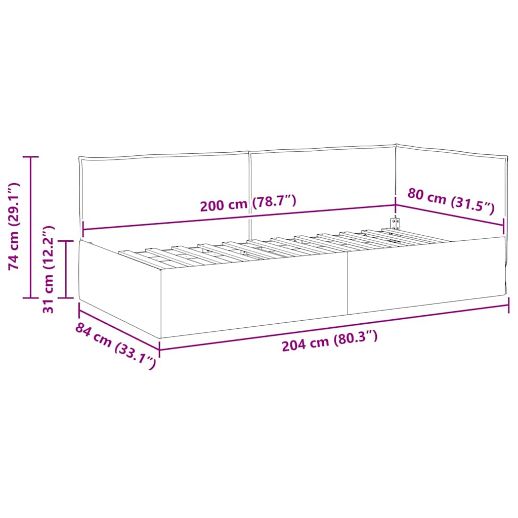 Hoekbedframe met hoofdeinde Blauw 80 x 200 cm Fluweel