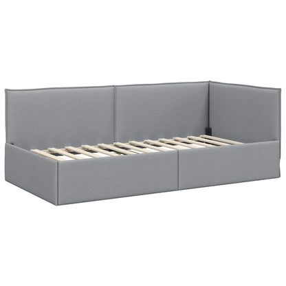 Hoekbedframe met hoofdeinde Lichtgrijs 90 x 190 cm Stof