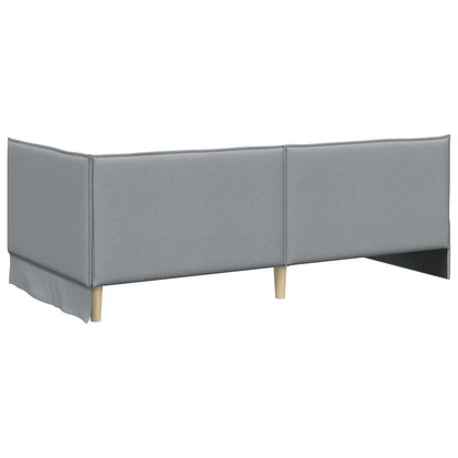 Hoekbedframe met hoofdeinde Lichtgrijs 90 x 190 cm Stof