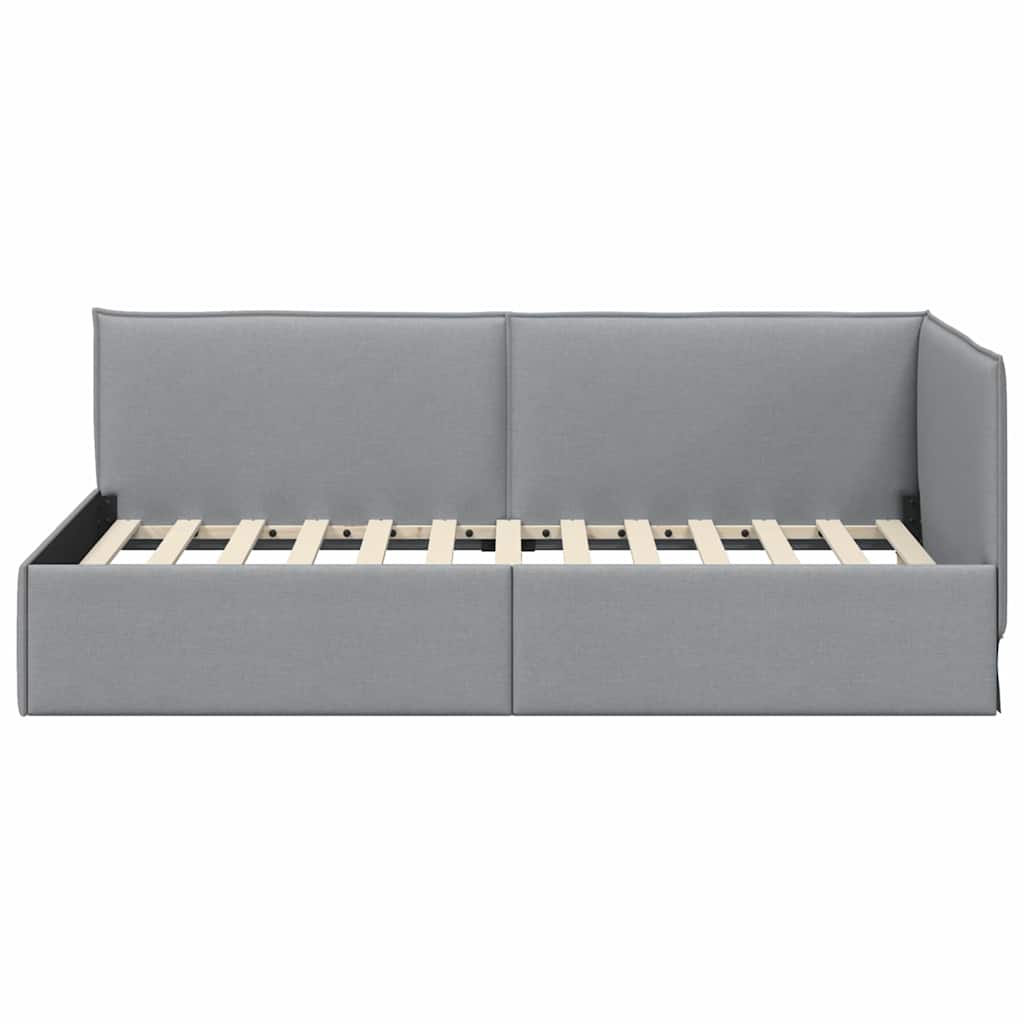 Hoekbedframe met hoofdeinde Lichtgrijs 90 x 190 cm Stof