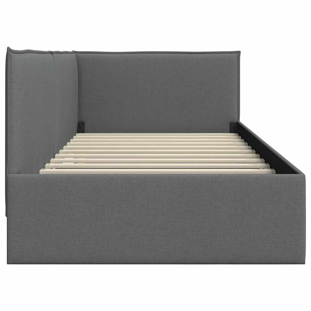 Hoekbedframe met hoofdeinde Donkergrijs 90 x 190 cm Fluweel