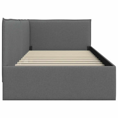 Hoekbedframe met hoofdeinde Donkergrijs 90 x 190 cm Fluweel