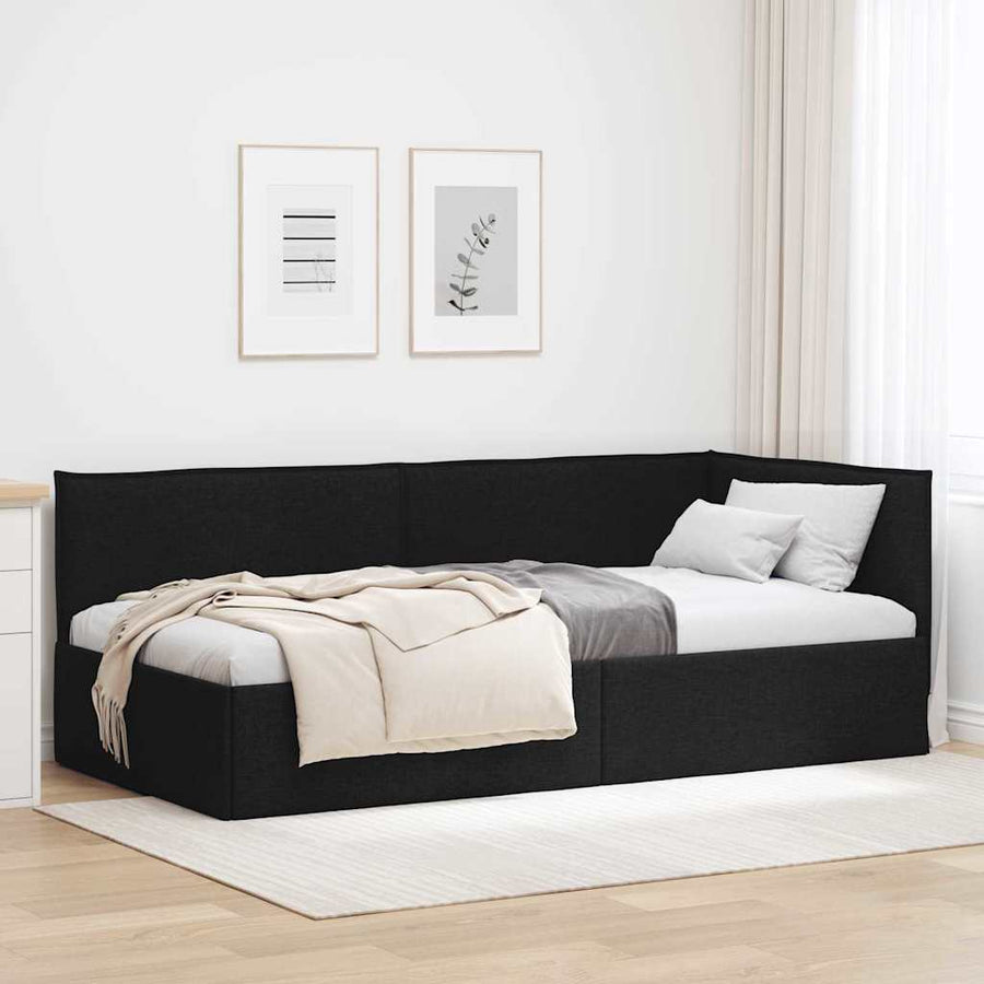 Hoekbedframe met hoofdeinde Zwart 90 x 190 cm Fluweel