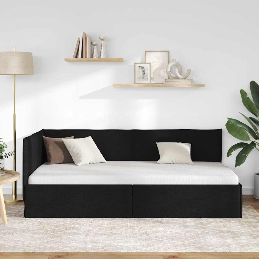 Hoekbedframe met hoofdeinde Zwart 90 x 190 cm Fluweel