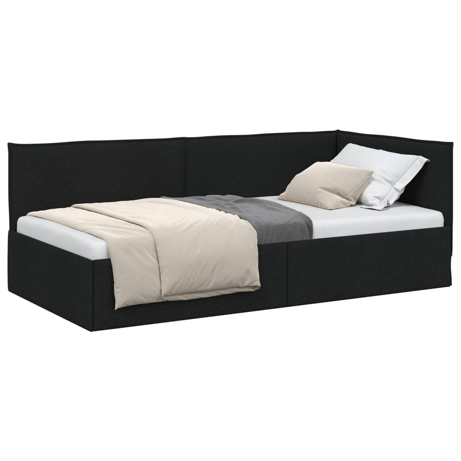 Hoekbedframe met hoofdeinde Zwart 90 x 190 cm Fluweel