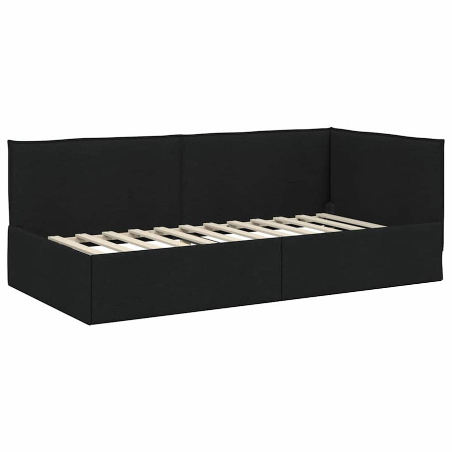 Hoekbedframe met hoofdeinde Zwart 90 x 190 cm Fluweel