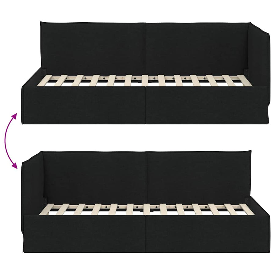 Hoekbedframe met hoofdeinde Zwart 90 x 190 cm Fluweel