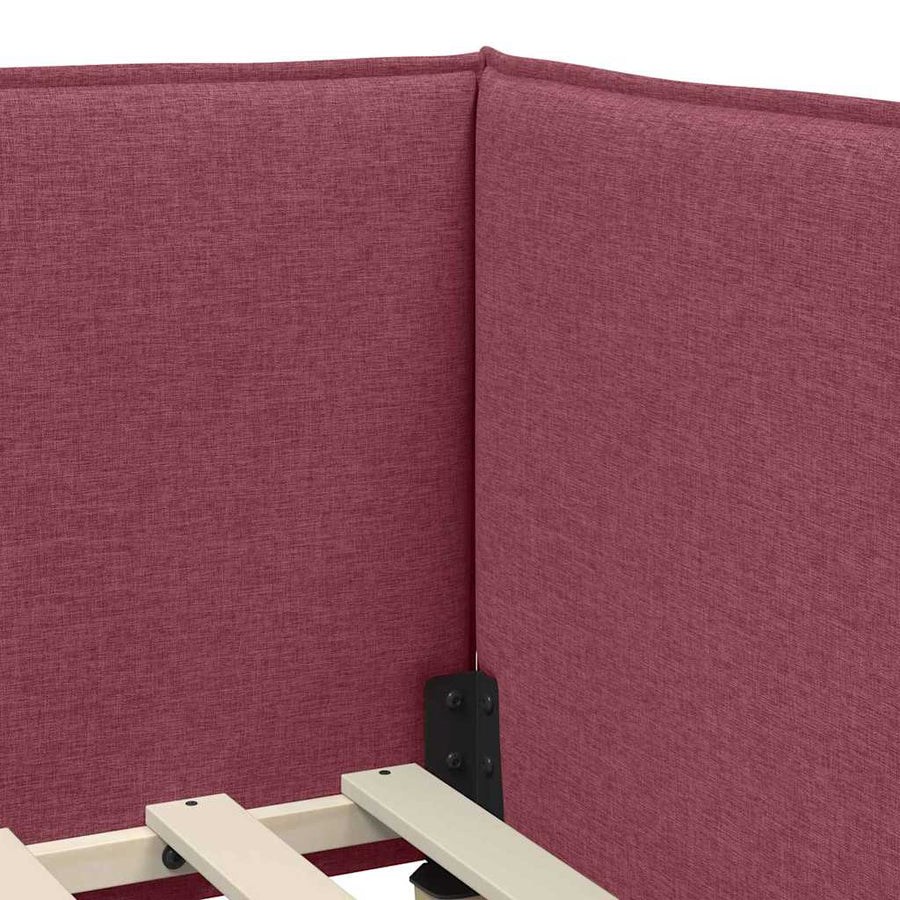 Hoekbedframe met hoofdeinde Wijnrood 90 x 190 cm Fluweel