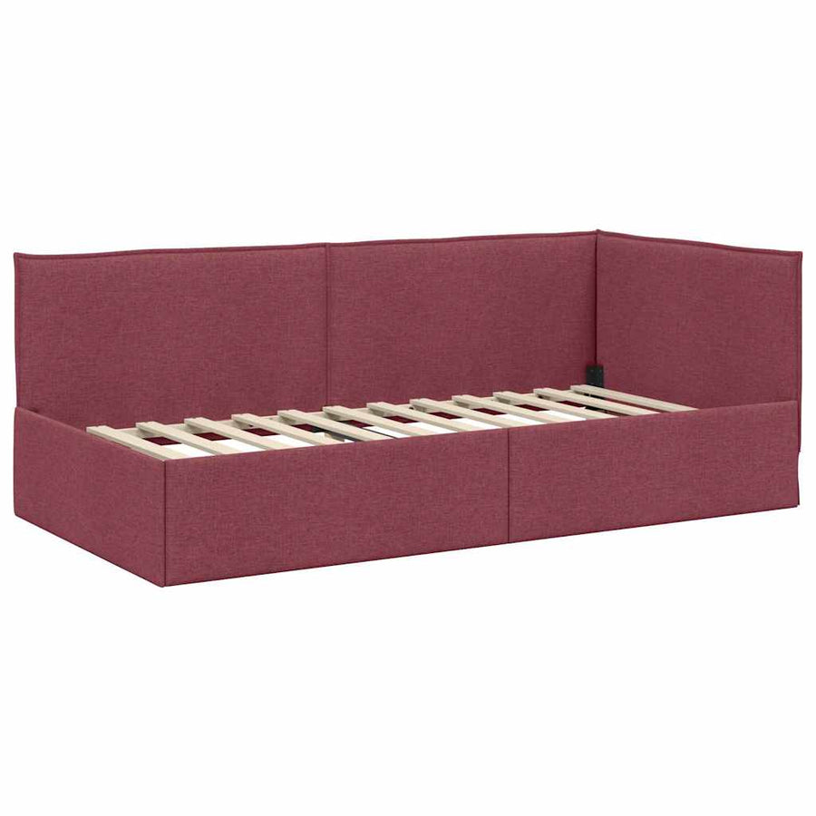Hoekbedframe met hoofdeinde Wijnrood 90 x 190 cm Fluweel