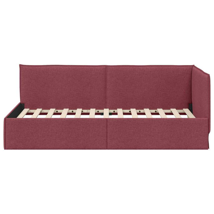 Hoekbedframe met hoofdeinde Wijnrood 90 x 190 cm Fluweel