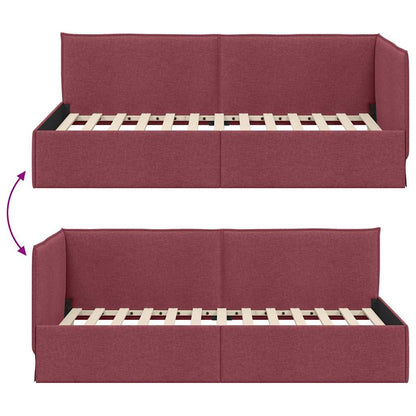 Hoekbedframe met hoofdeinde Wijnrood 90 x 190 cm Fluweel