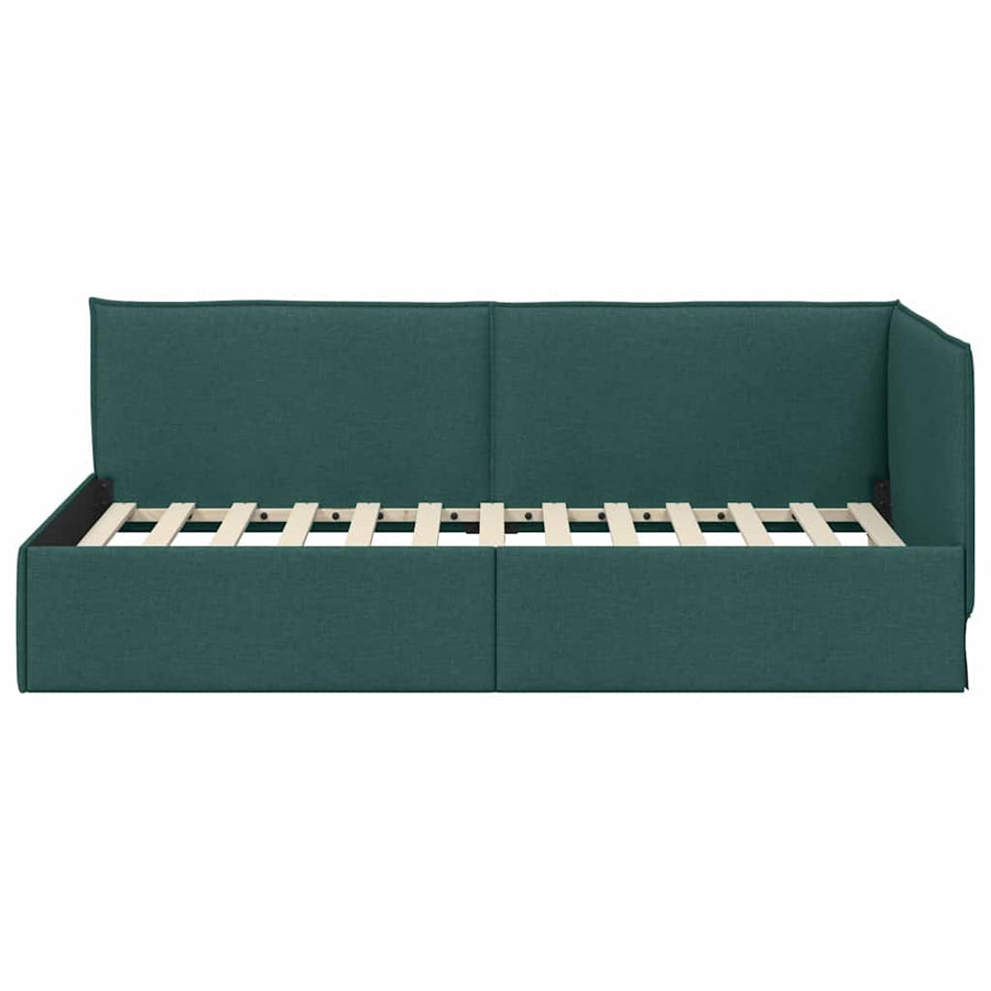 Hoekbedframe met hoofdeinde Donkergroen 90 x 190 cm Fluweel
