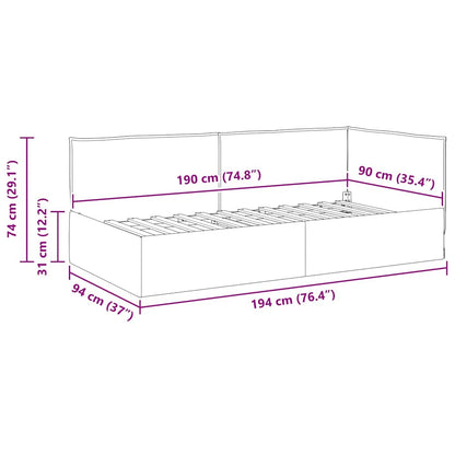 Hoekbedframe met hoofdeinde Donkergroen 90 x 190 cm Fluweel