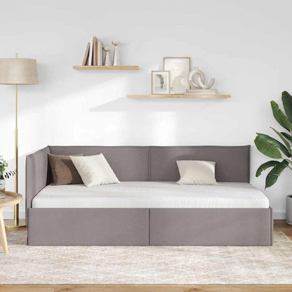 Hoekbedframe met hoofdeinde Taupe 90 x 190 cm Stof