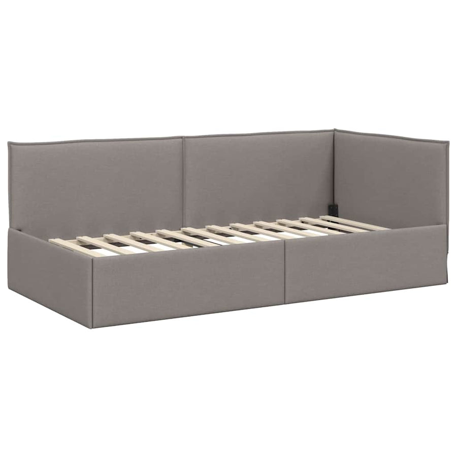 Hoekbedframe met hoofdeinde Taupe 90 x 190 cm Stof