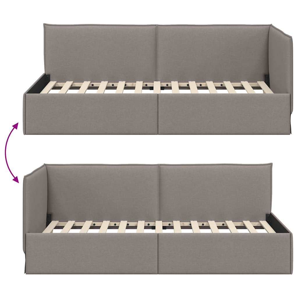 Hoekbedframe met hoofdeinde Taupe 90 x 190 cm Stof