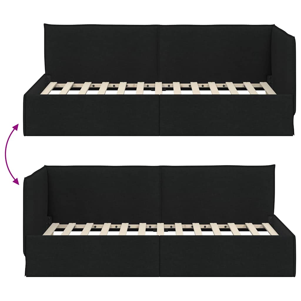 Hoekbedframe met hoofdeinde Zwart 90 x 200 cm Fluweel
